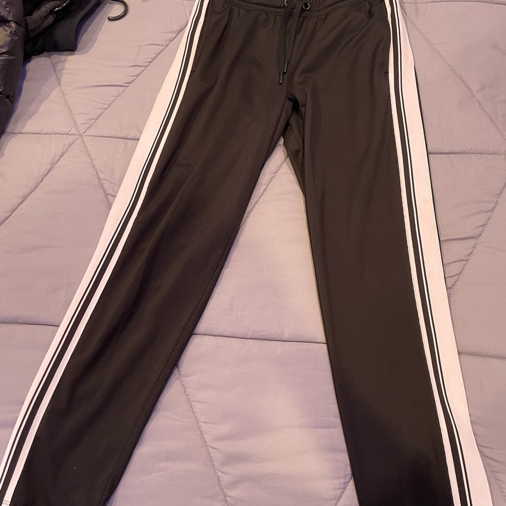 Black Track Pants with White Stripes